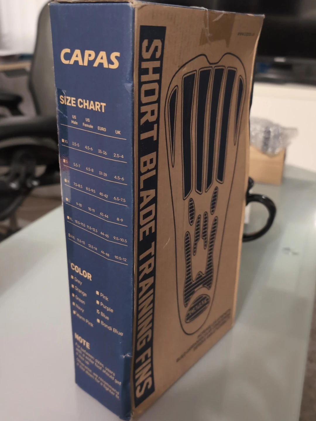 CAPAS Short Blade Training Fins - Blue, Size XXL