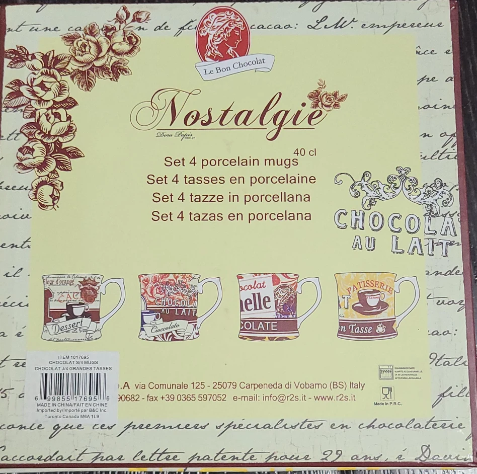 Le Bon Chocolat Nostalgie Porcelain Mug Set - NEW - photo 2