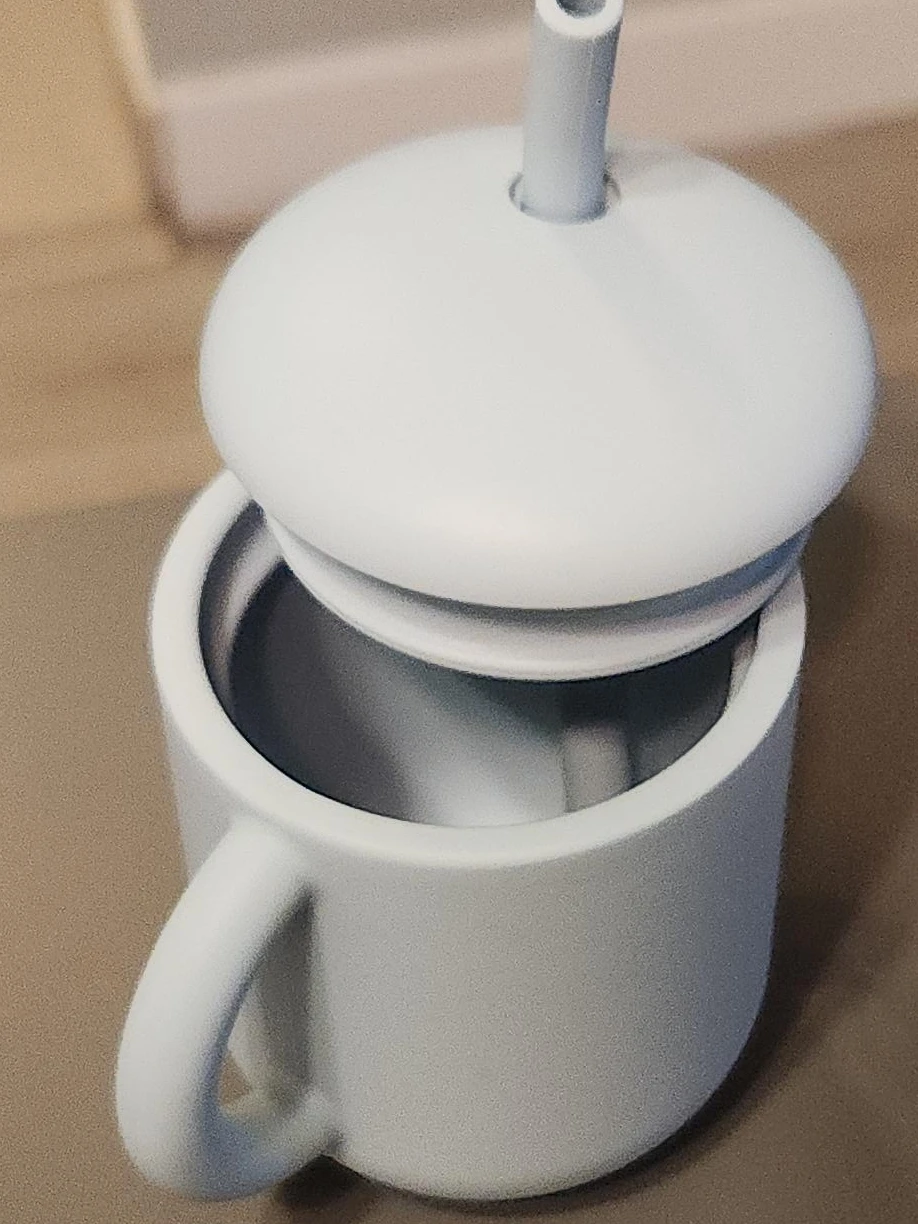 Silicone Sippy Cup with Straw - Blue