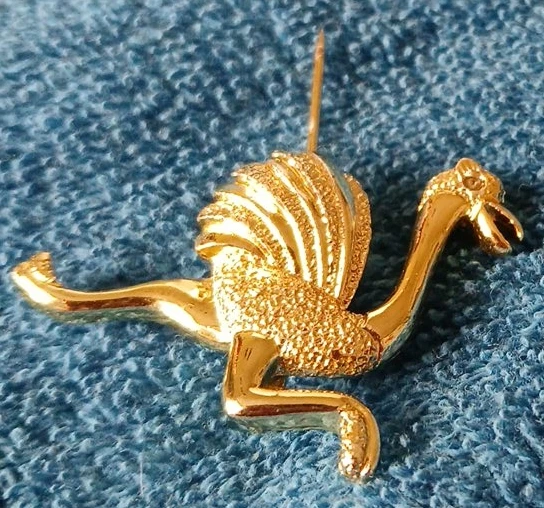 Vintage Gold Ostrich Pin