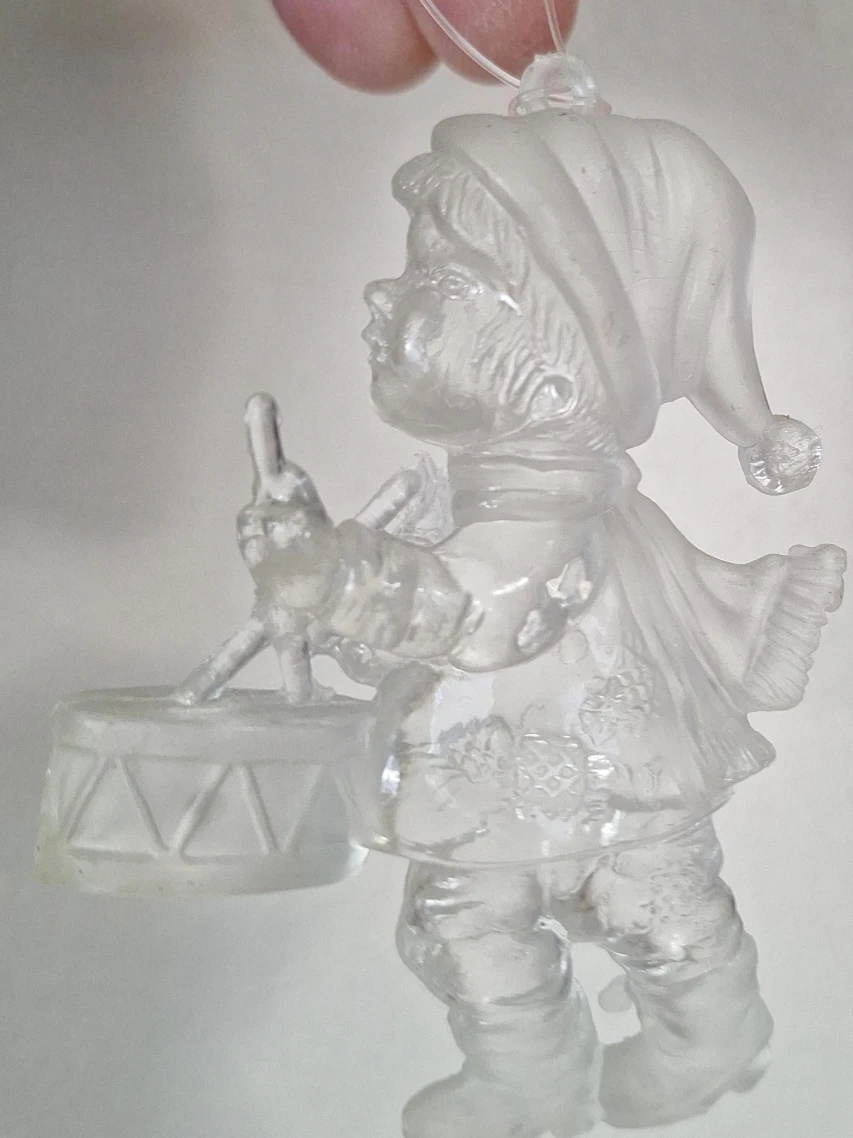 Vintage Clear Plastic Boy Drummer Ornament