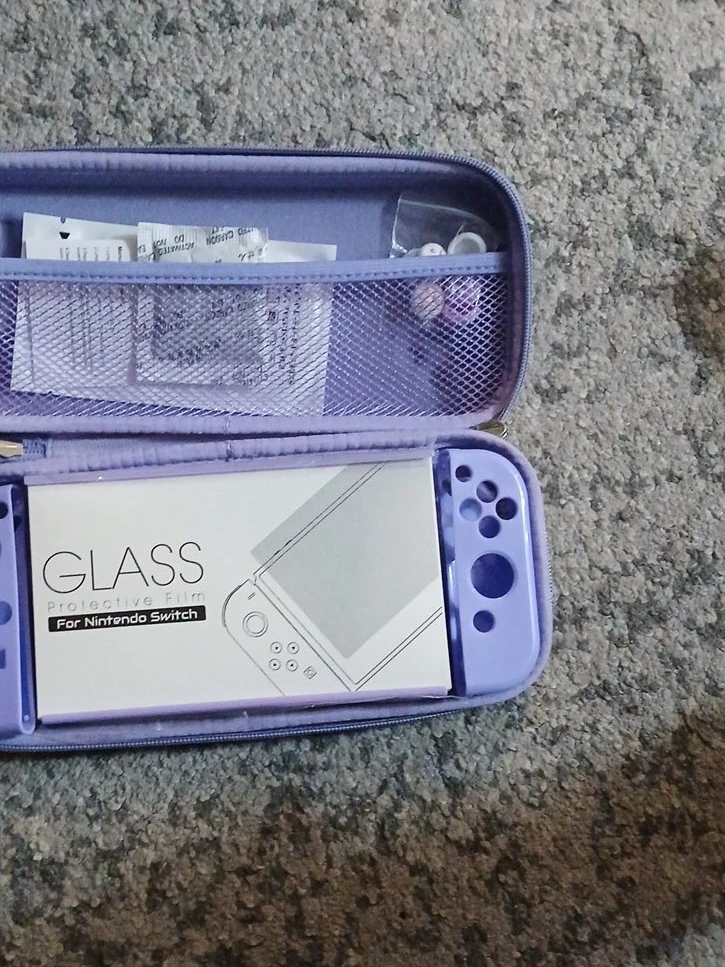 Nintendo Switch Purple Protective Case & Glass Film