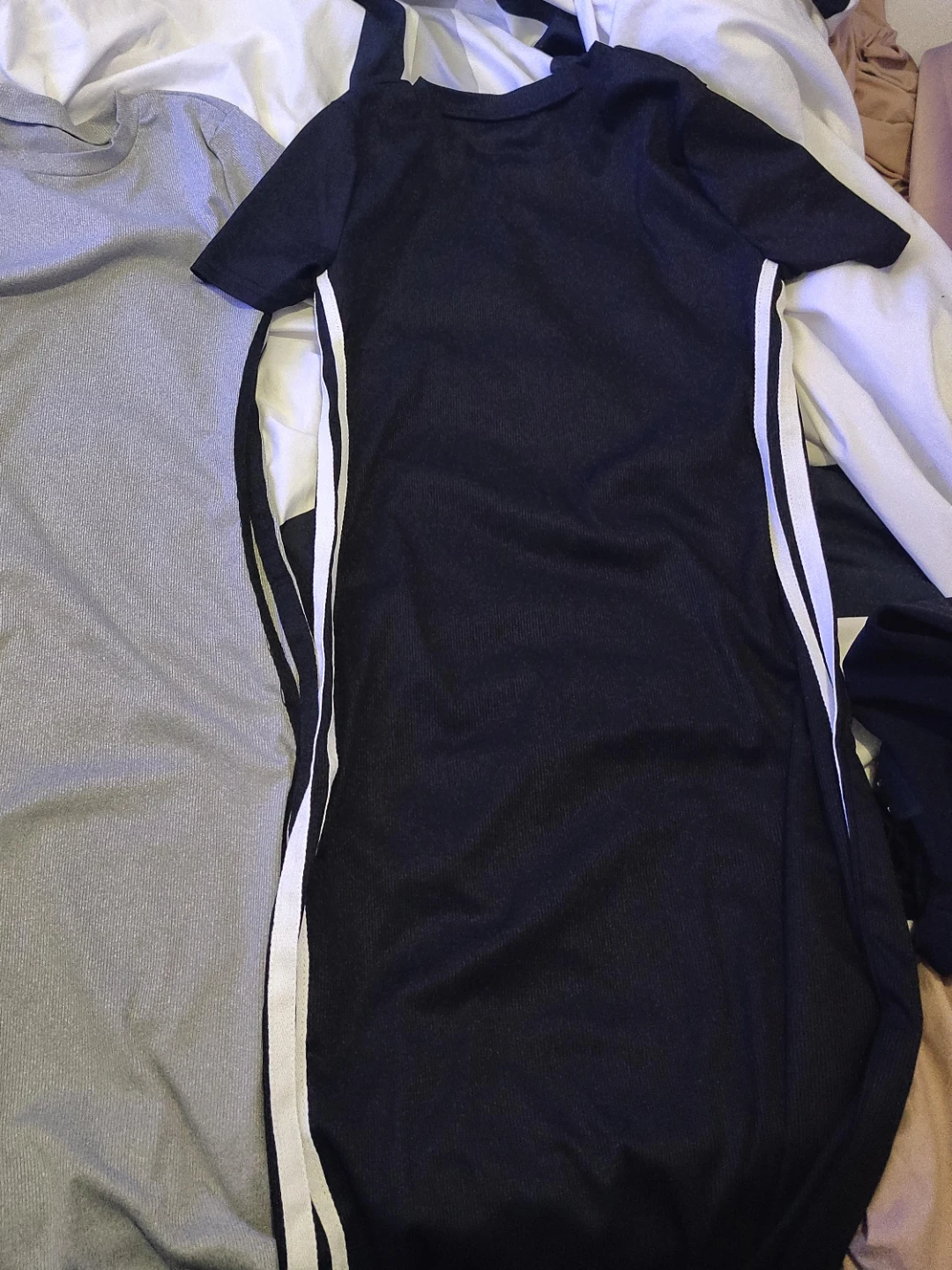 Black Dress with White Stripes
