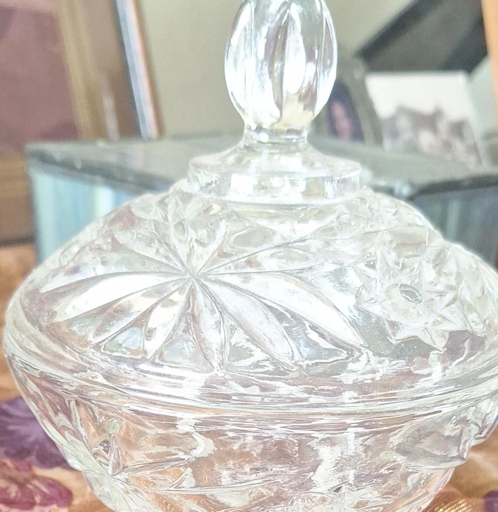 Vintage Clear Glass Candy Dish with Lid