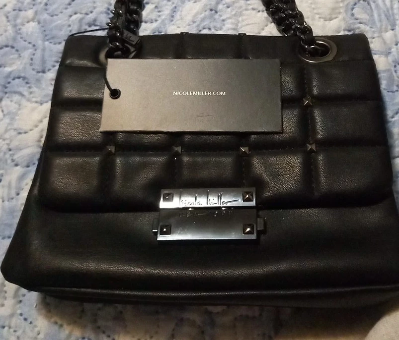 Nicole Miller Black Quilted Shoulder Bag
