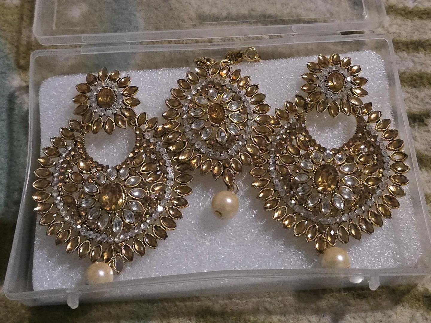 Gold-tone Indian Earrings  and mango tika set