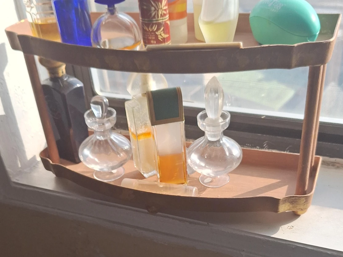 Vintage Perfume Bottles & Shelf