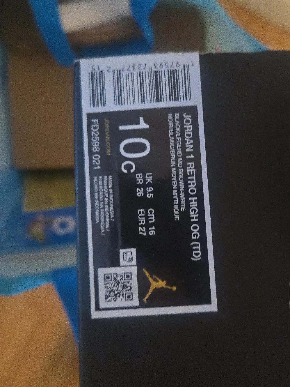 Jordan 1 Retro High OG (TD) Size 10C