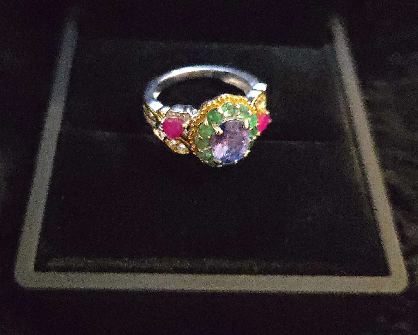 Genuine Tanzanite Multi Gemstone Floral Ring 2.30ctw - photo 2