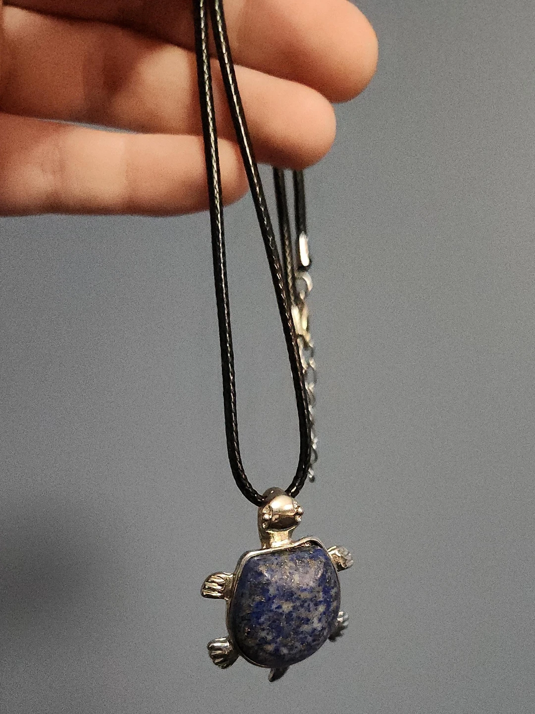 Turtle Pendant Necklace - Blue Stone