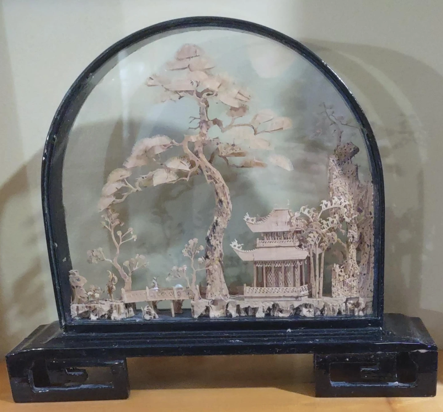 Vintage Carved Cork Diorama Landscape Scene