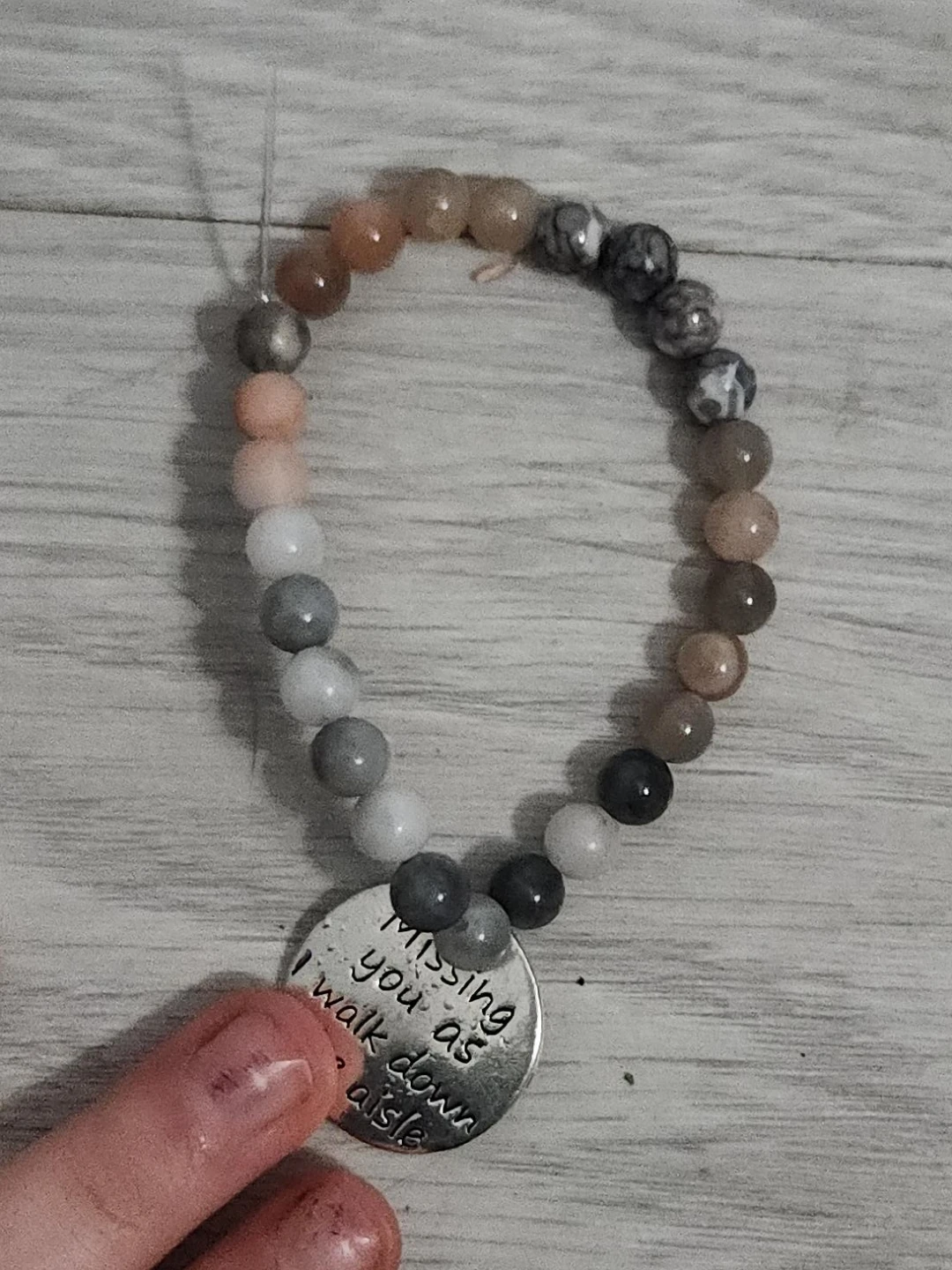 Beaded Bracelet with Engraved Charm