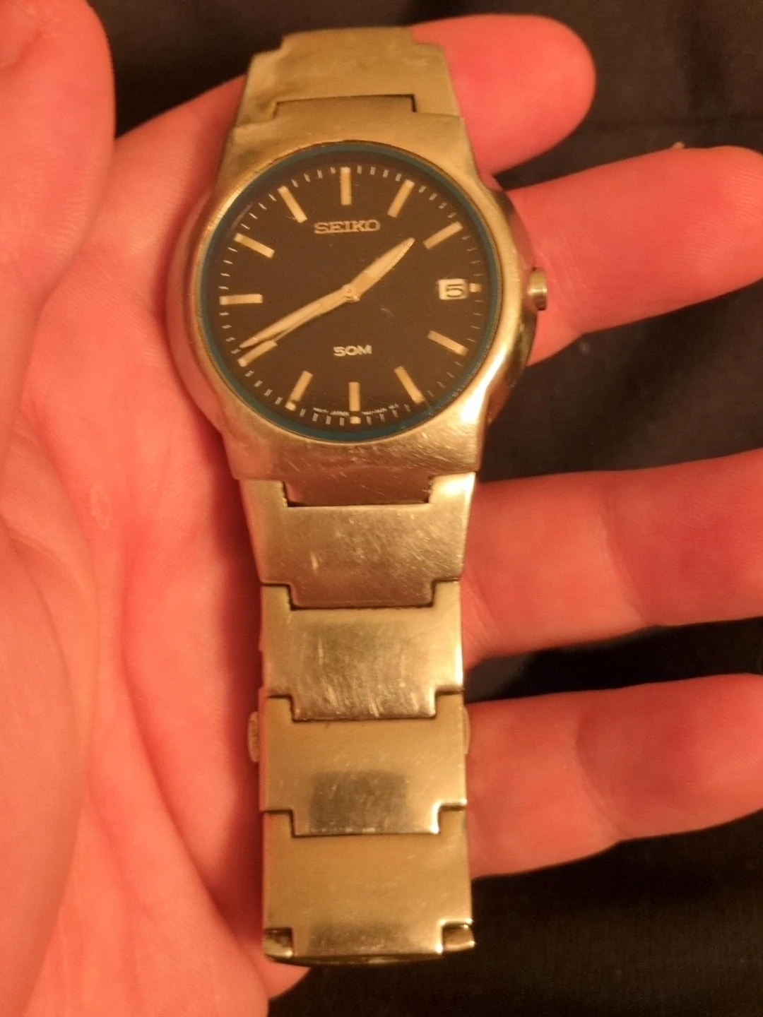 Seiko 50M Stainless Steel Watch Quartz Movement (needs battery)