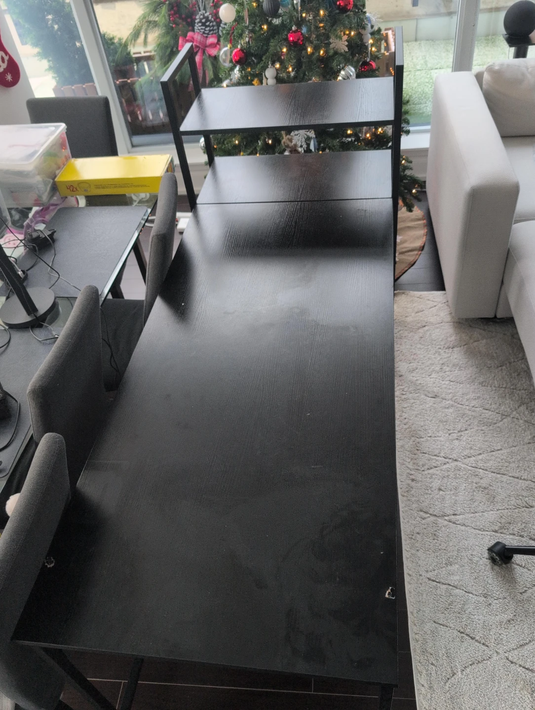 Black Desk with Shelves - Some Damage (pics)