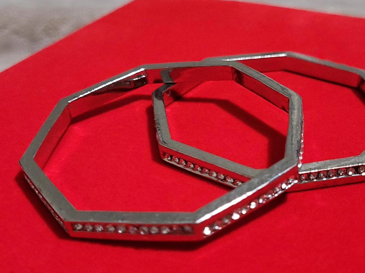 Silver Tone Octagon Bracelet Set