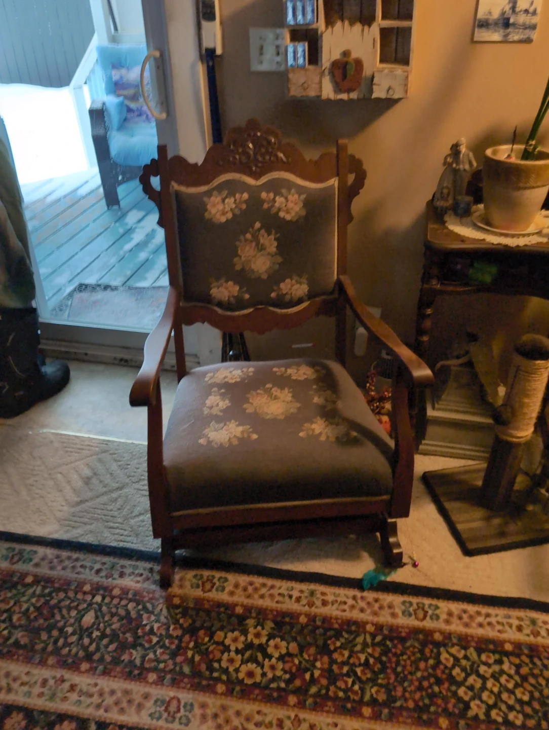 Antique Floral Accent Chair