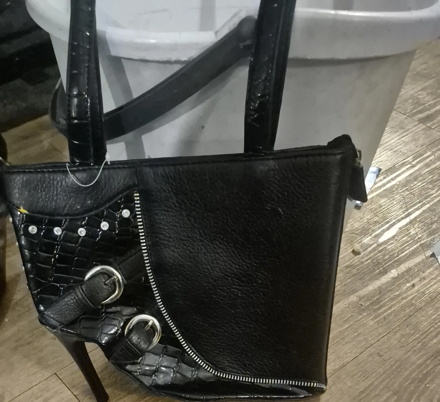 Black Heel-Shaped Handbag