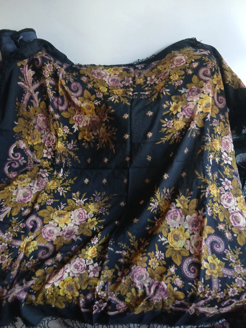 Floral Patterned Shawl Wool