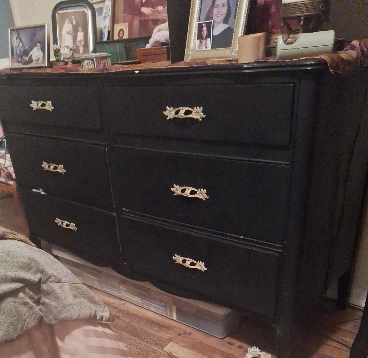 Black Dresser with Gold Handles