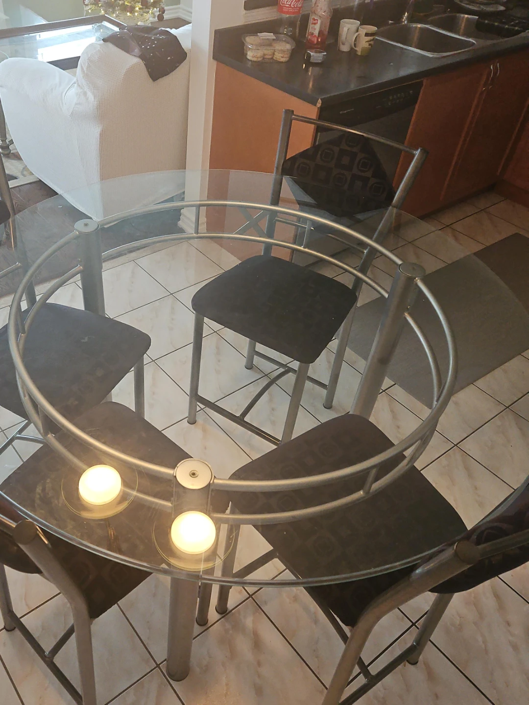 Glass Dining Table with 4 Chairs