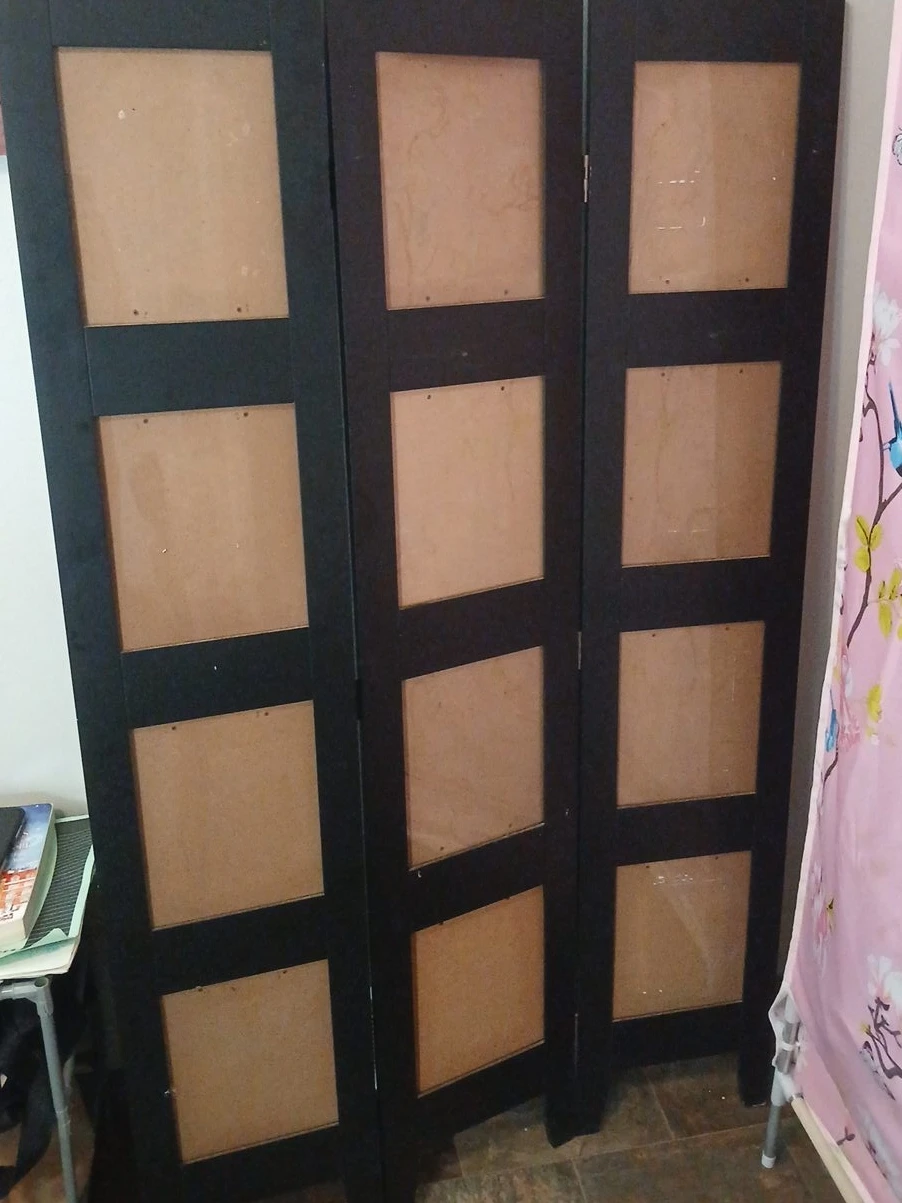 Black Folding Room Divider with Photo Frames
