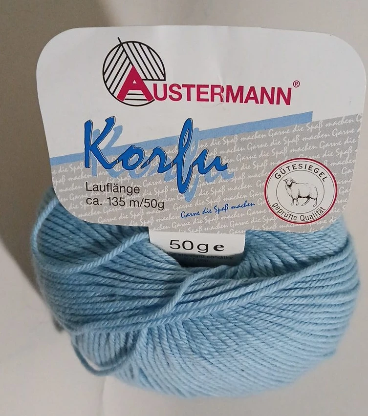 AUSTERMANN Korfu Yarn - Light Blue, 6 Skeins