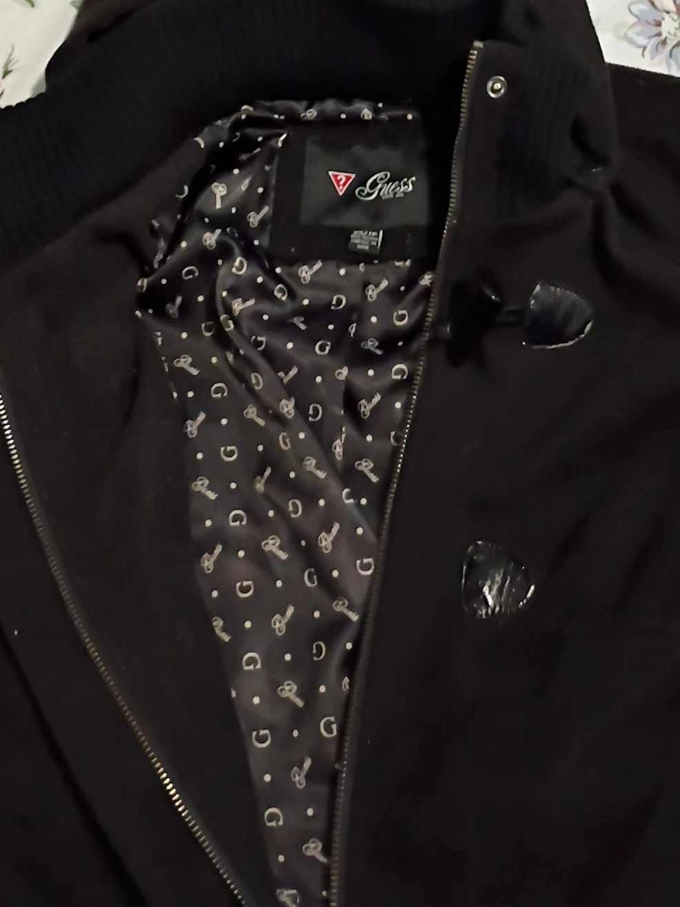 Guess Black Hooded Toggle Coat Size XS