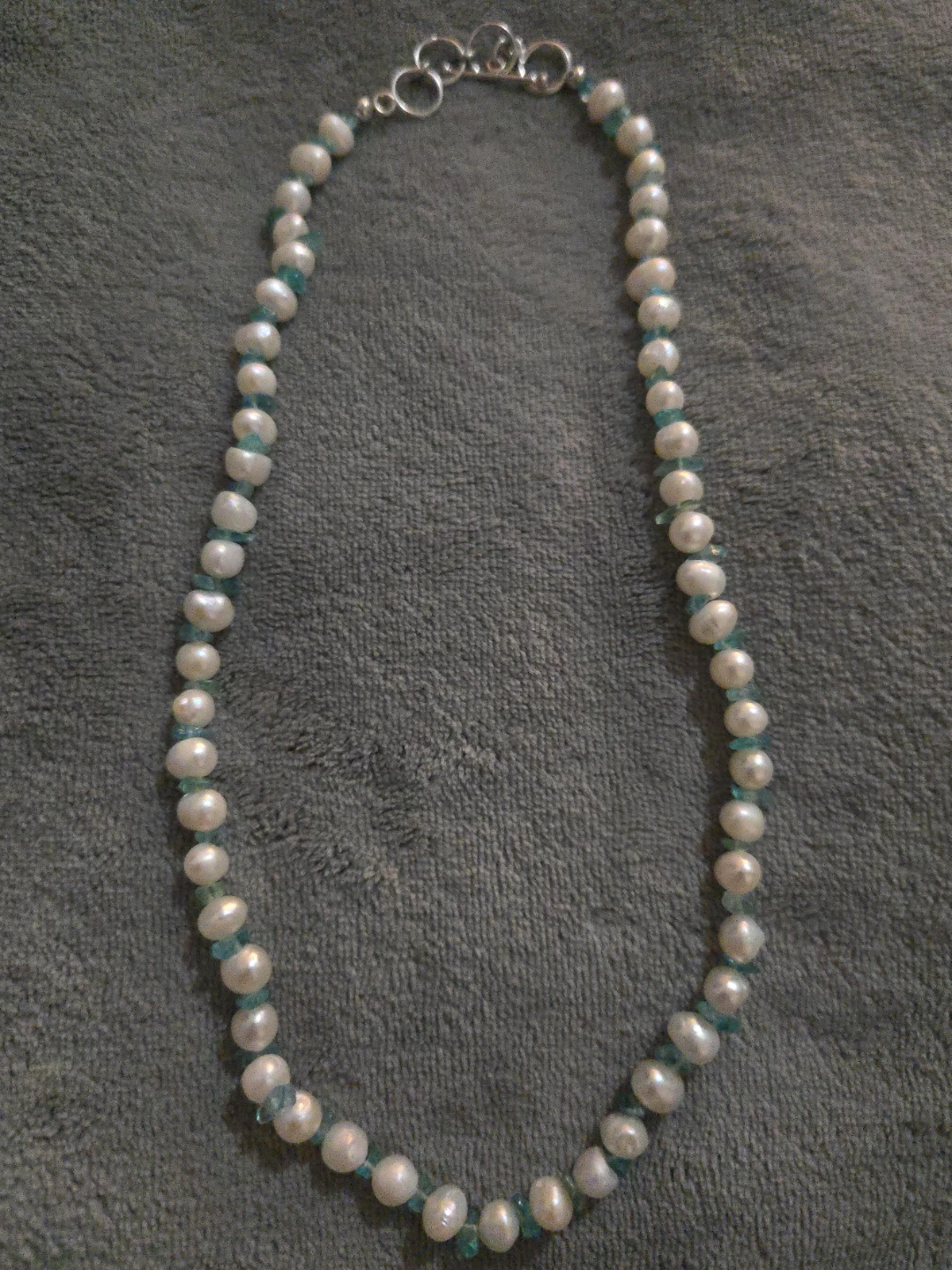 Freshwater Pearl and Blue Apatite Necklace 18" 25.00ctw - photo 2