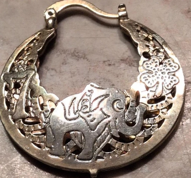 Elephant Design Hoop Earring