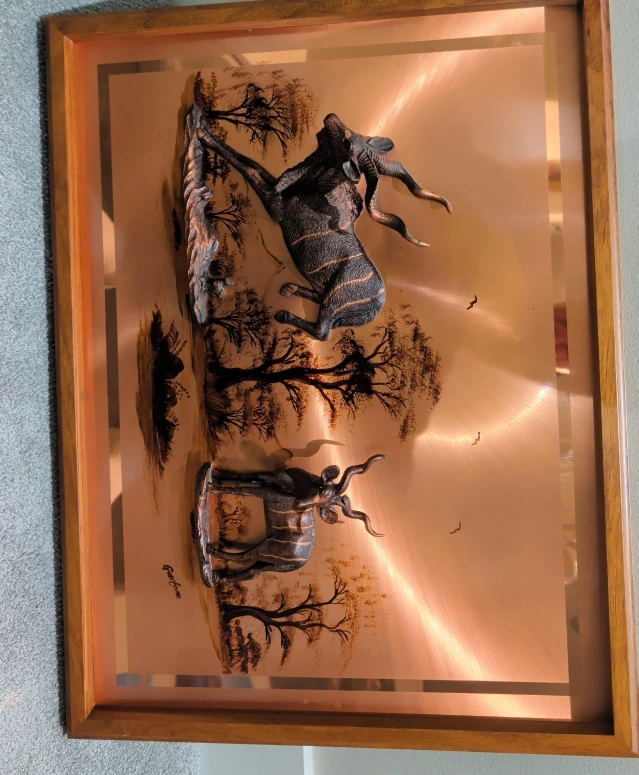 Framed Copper Art - Antelope Scene