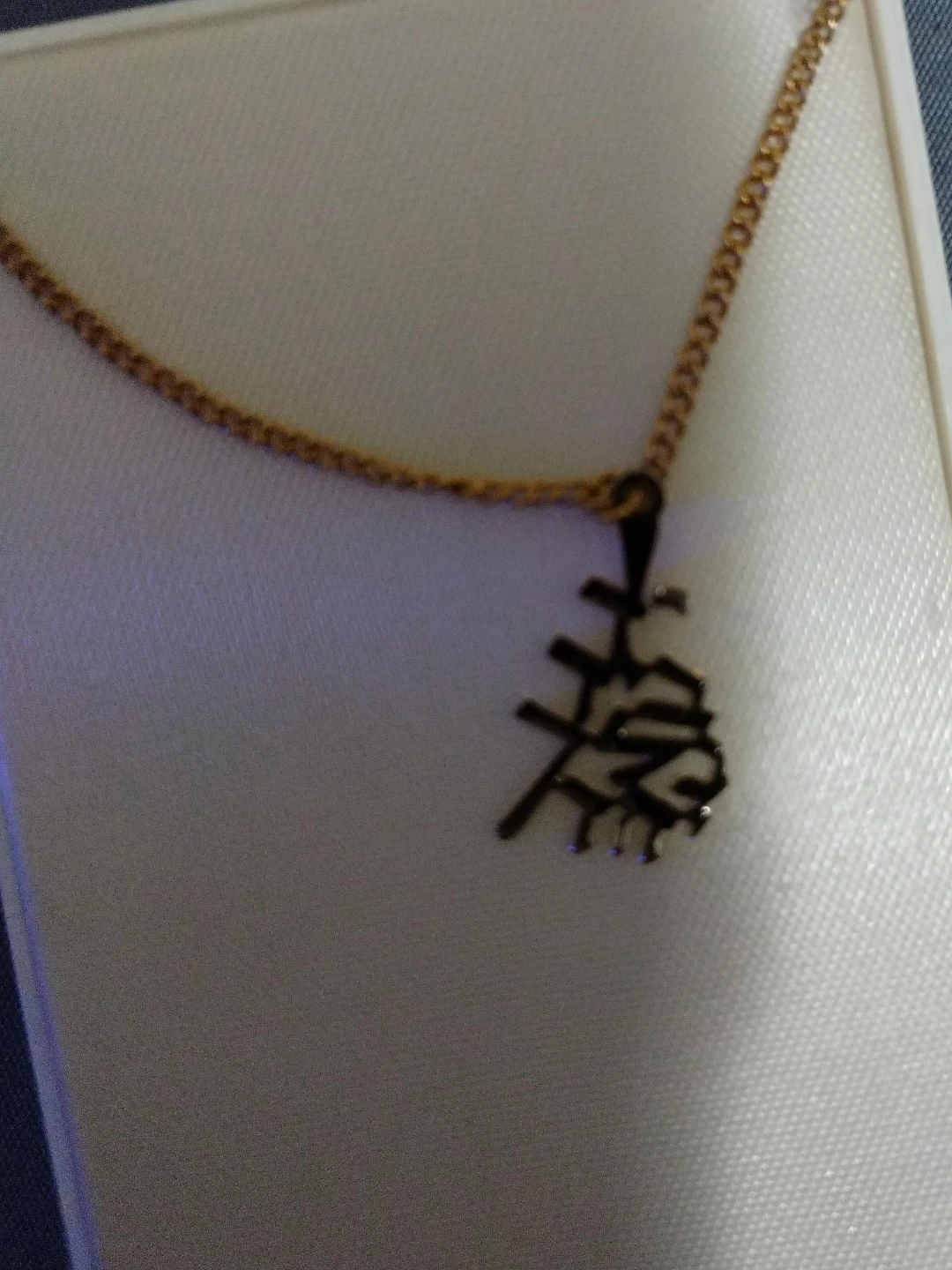 Gold Chain Necklace with Black Pendant