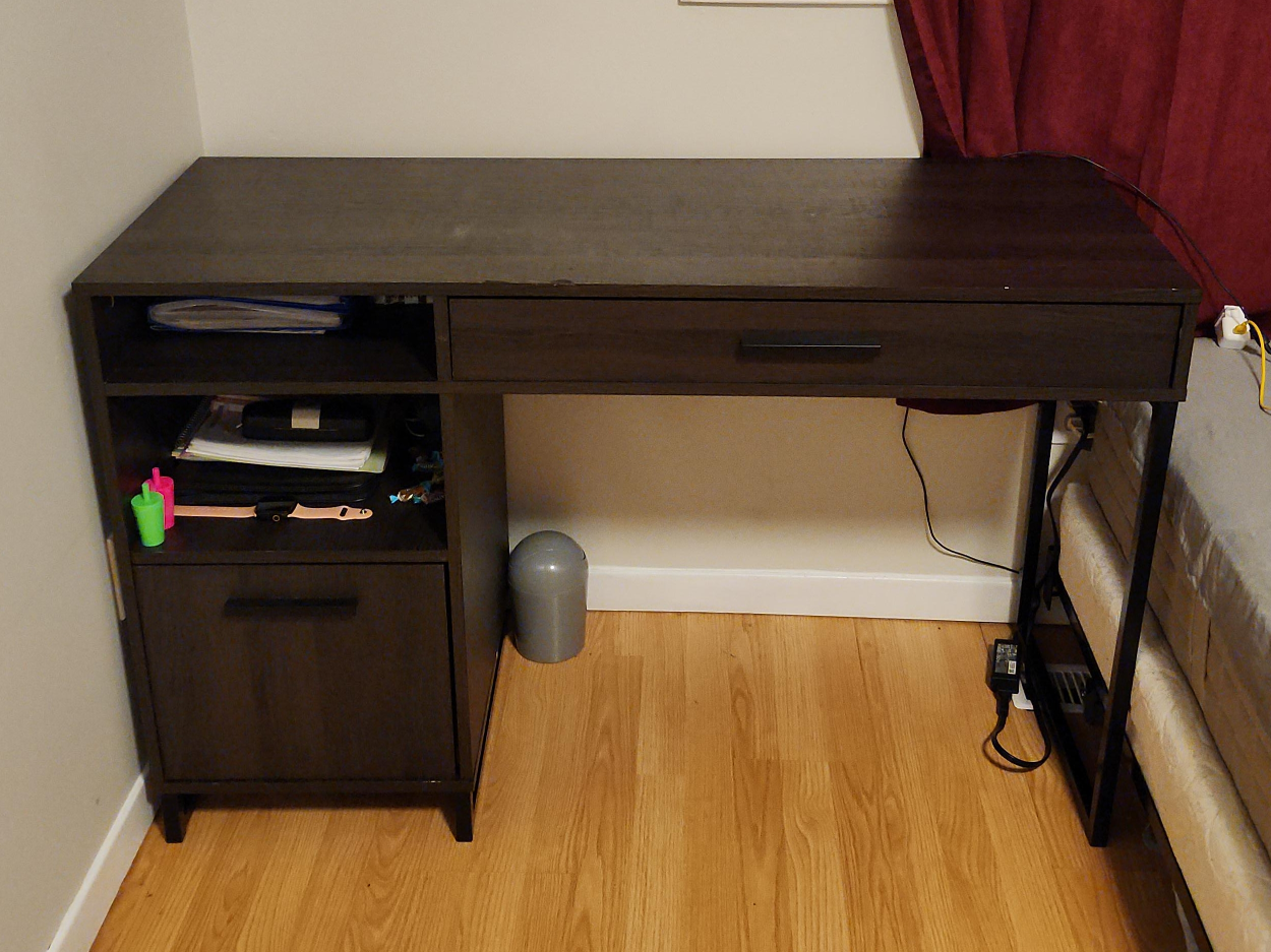 Brown Desk with Drawer and Storage