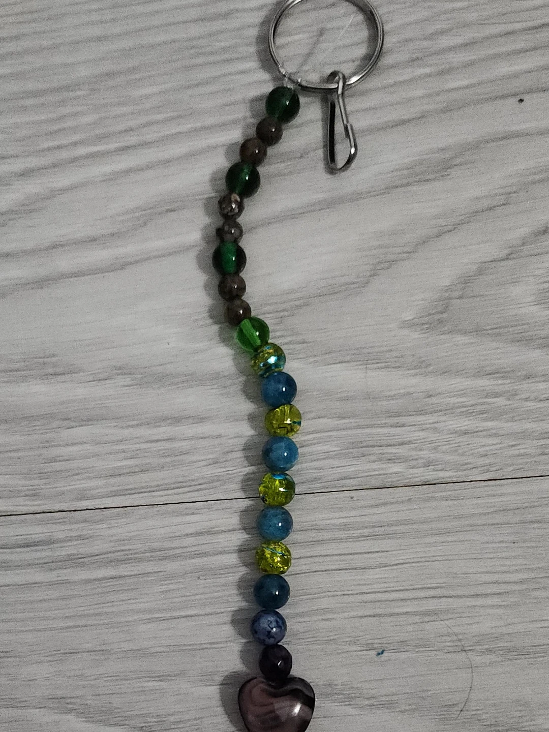 Beaded Keychain with Heart Charm
