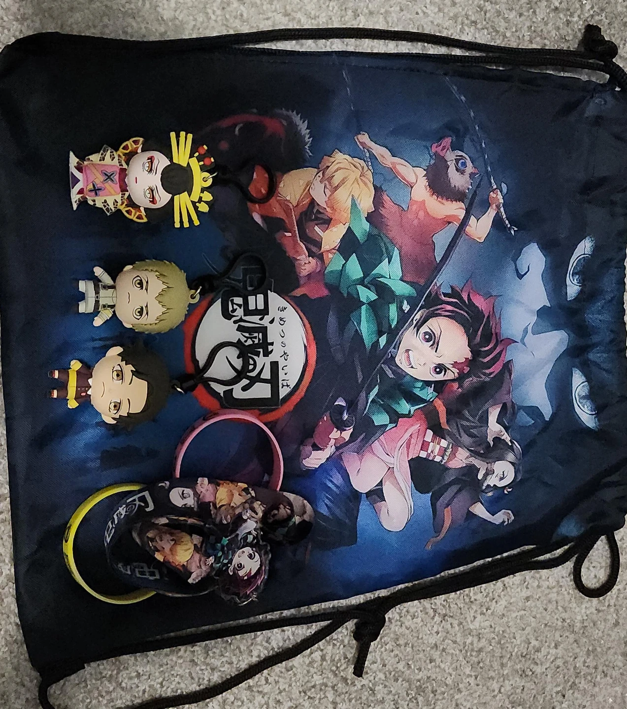 Demon Slayer Drawstring Bag with Charms