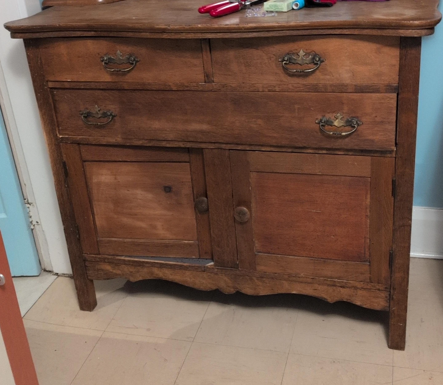 Vintage Wooden Sideboard Cabinet