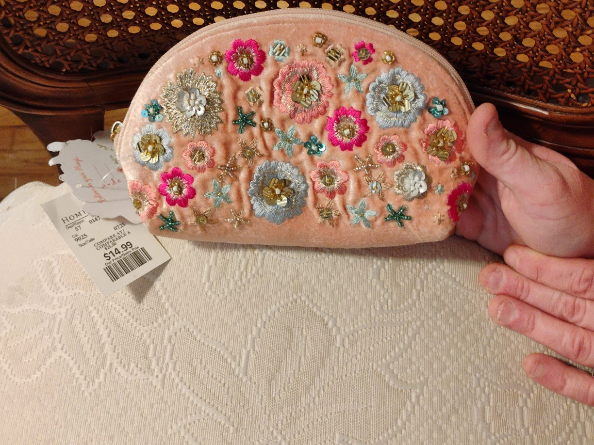 HOMI Floral Beaded Pouch - New with Tags!