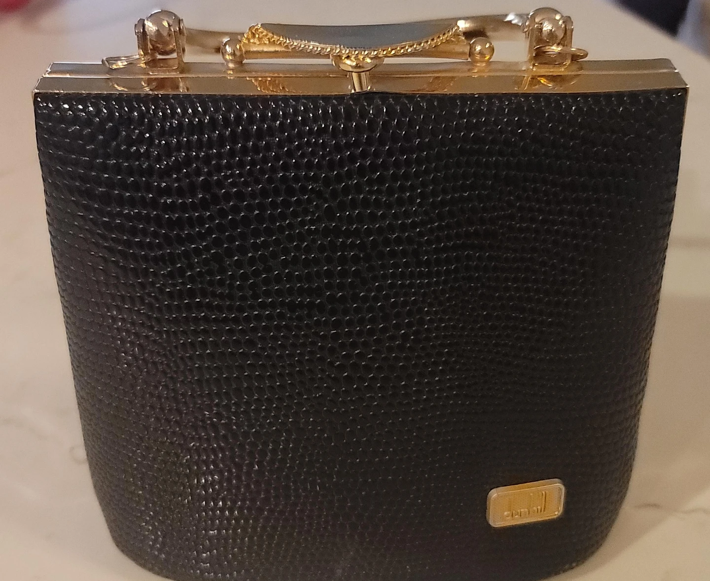 Dunhill Black Leather Top Handle Bag
