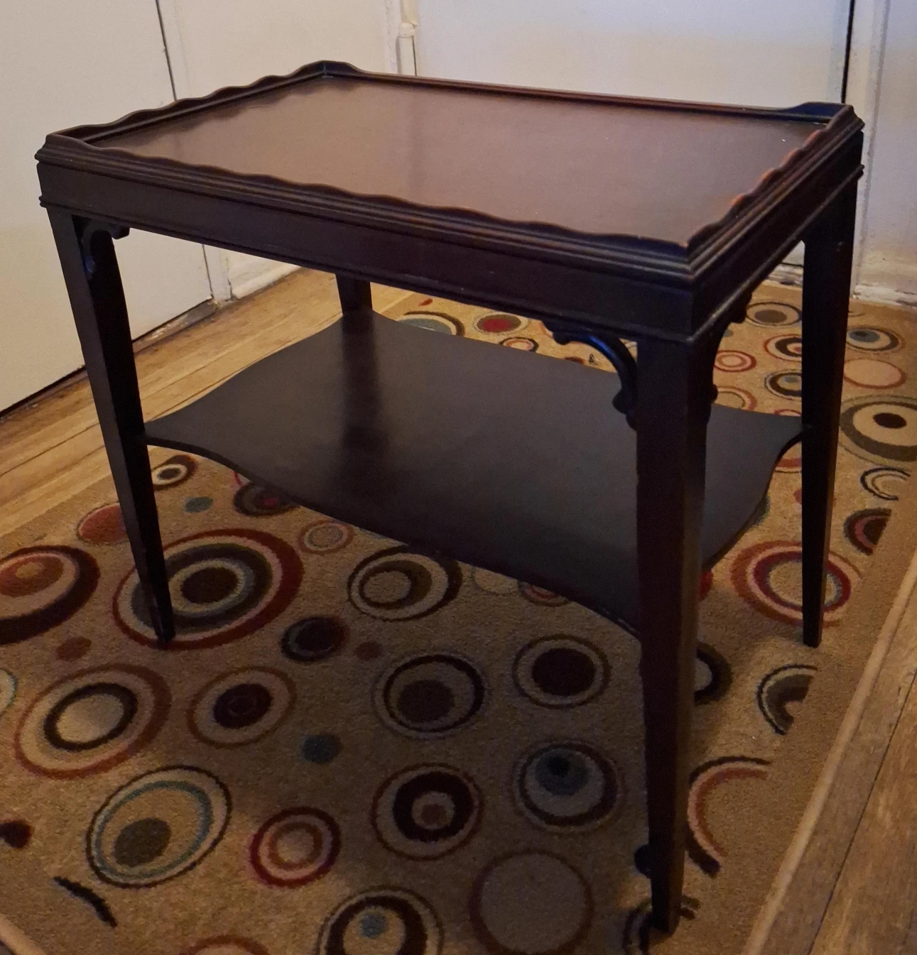 Dark Brown End Table with Shelf
