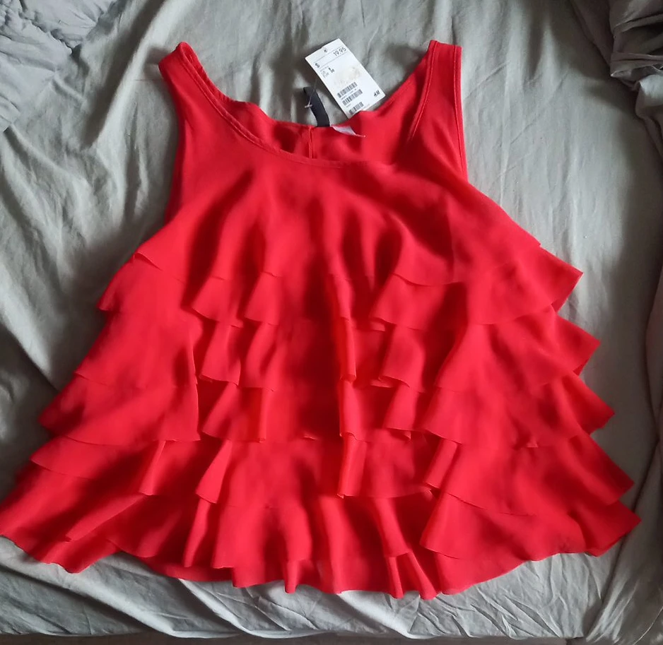 H&M Red Ruffled Tank Top - Size EUR 36