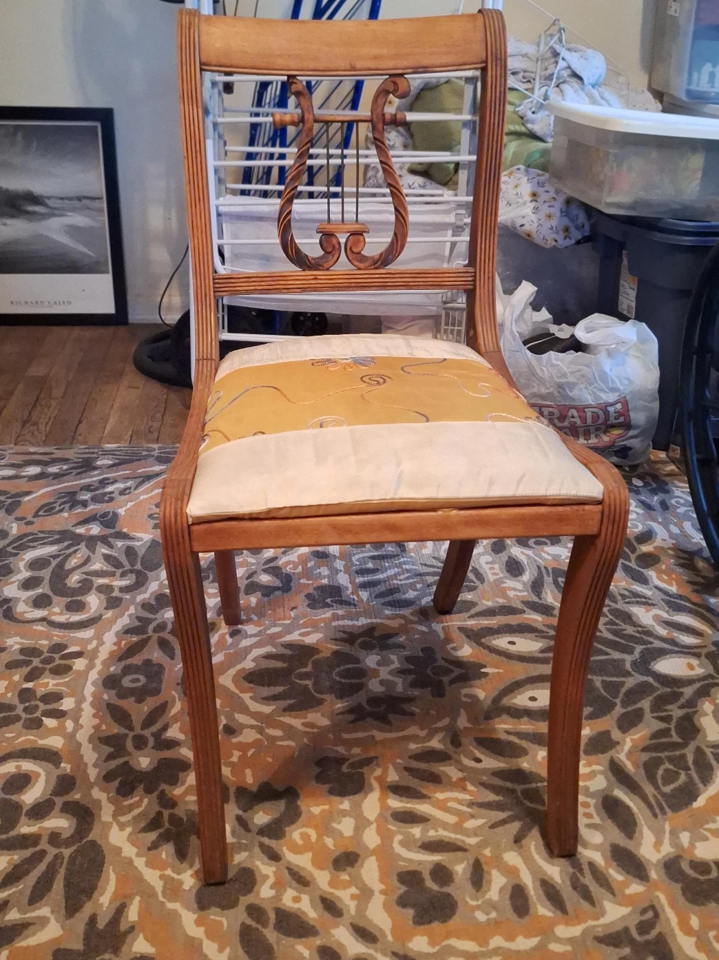 Vintage Wooden Chair with Lyre Back