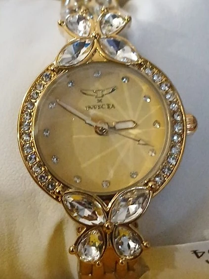 Invicta Women's Gold-tone Crystal Accented Watch