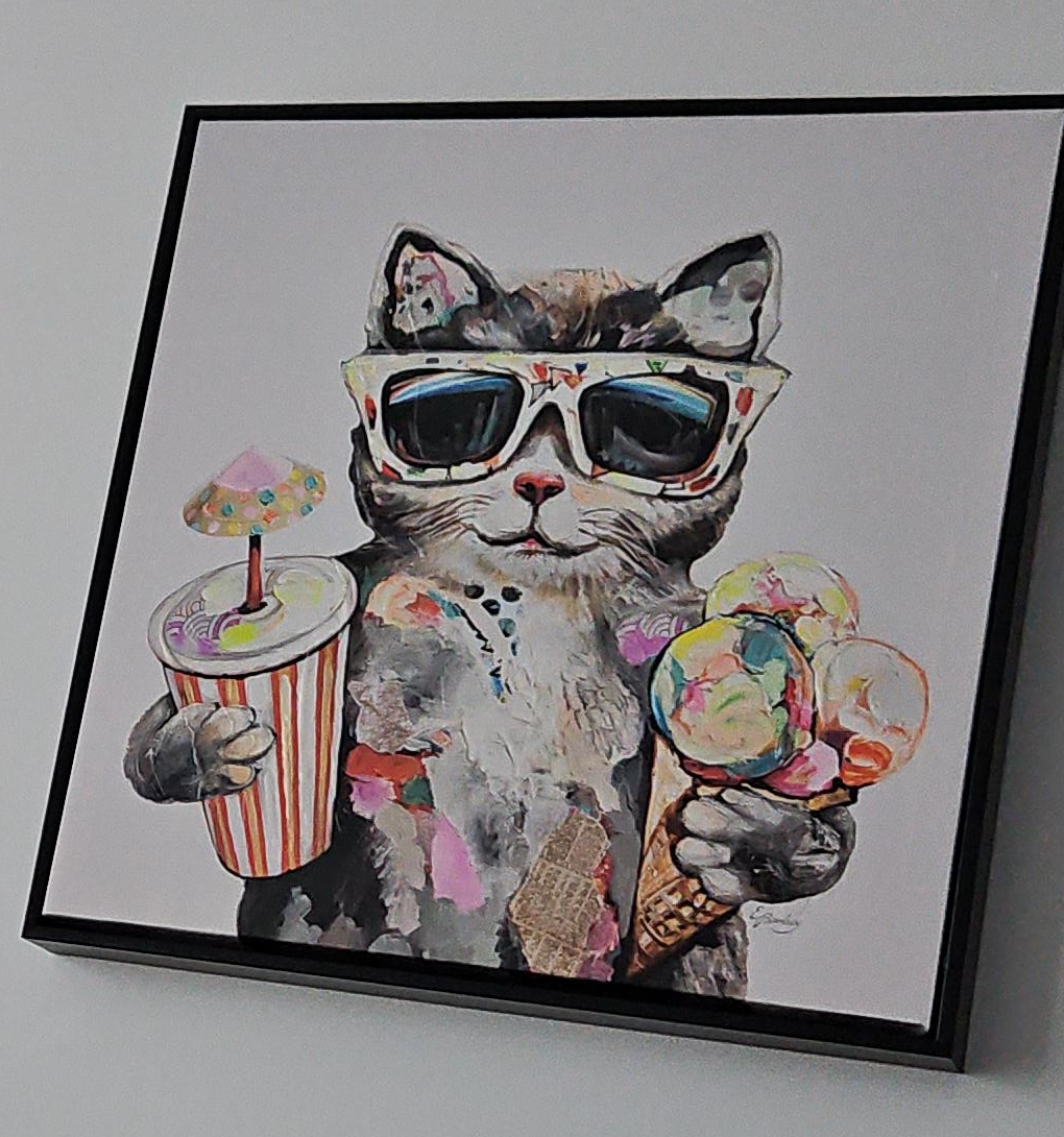 Cat with ice cream painting
