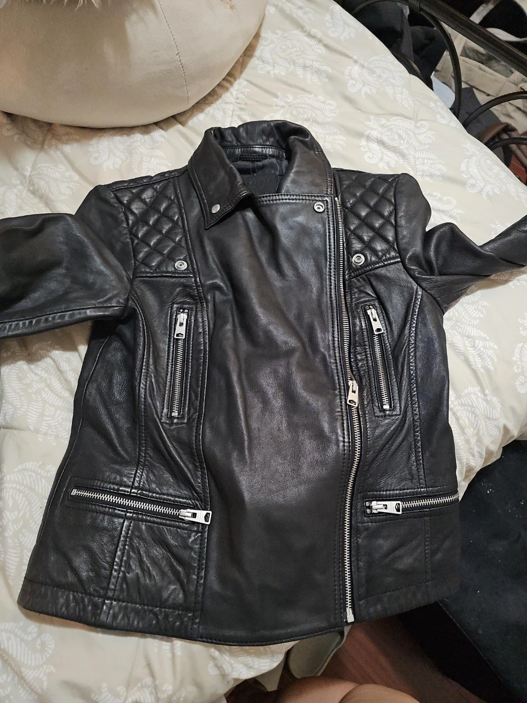 AllSaints Catch Leather Biker Jacket - US 6