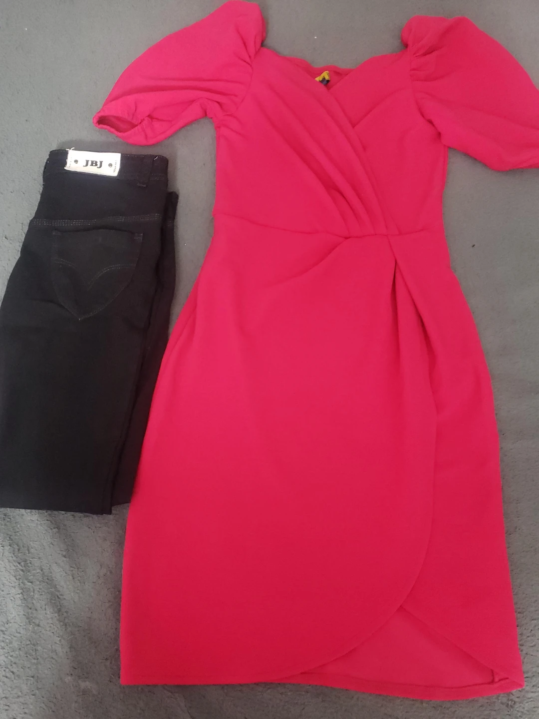 Red Dress & Black Jeans Set