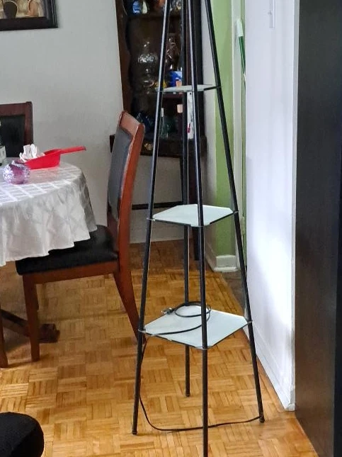 Black Metal & Glass Shelf Floor Lamp