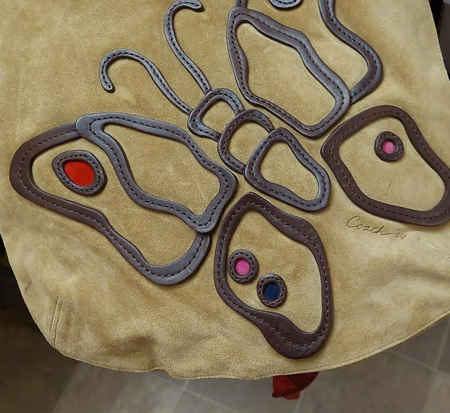 Coach Suede Butterfly Appliqué Bag