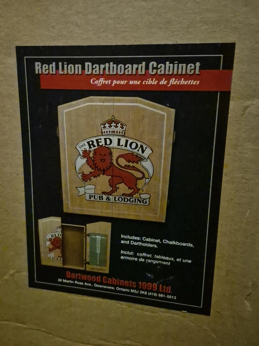 Red Lion Dartboard Cabinet - Includes Chalkboards