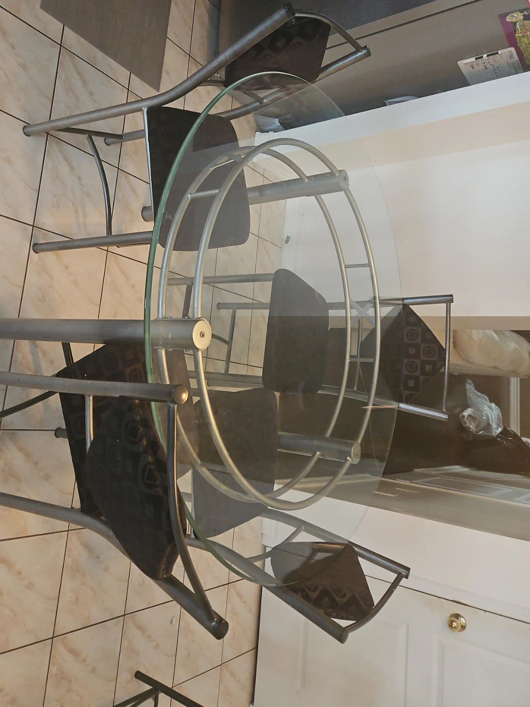 Glass Top Dining Table with 4 Chairs