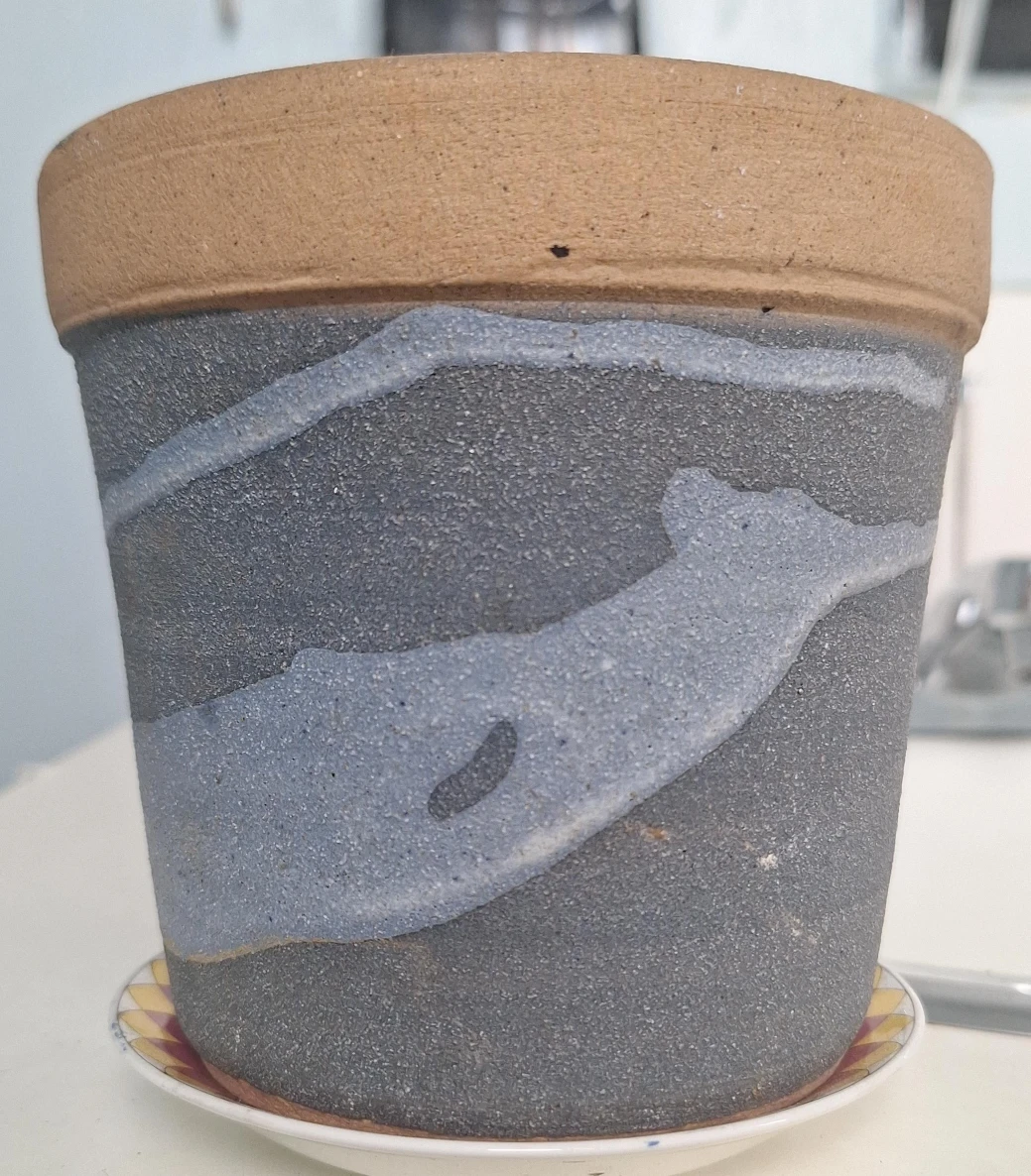 Handmade Ceramic Plant Pot - Gray/Blue