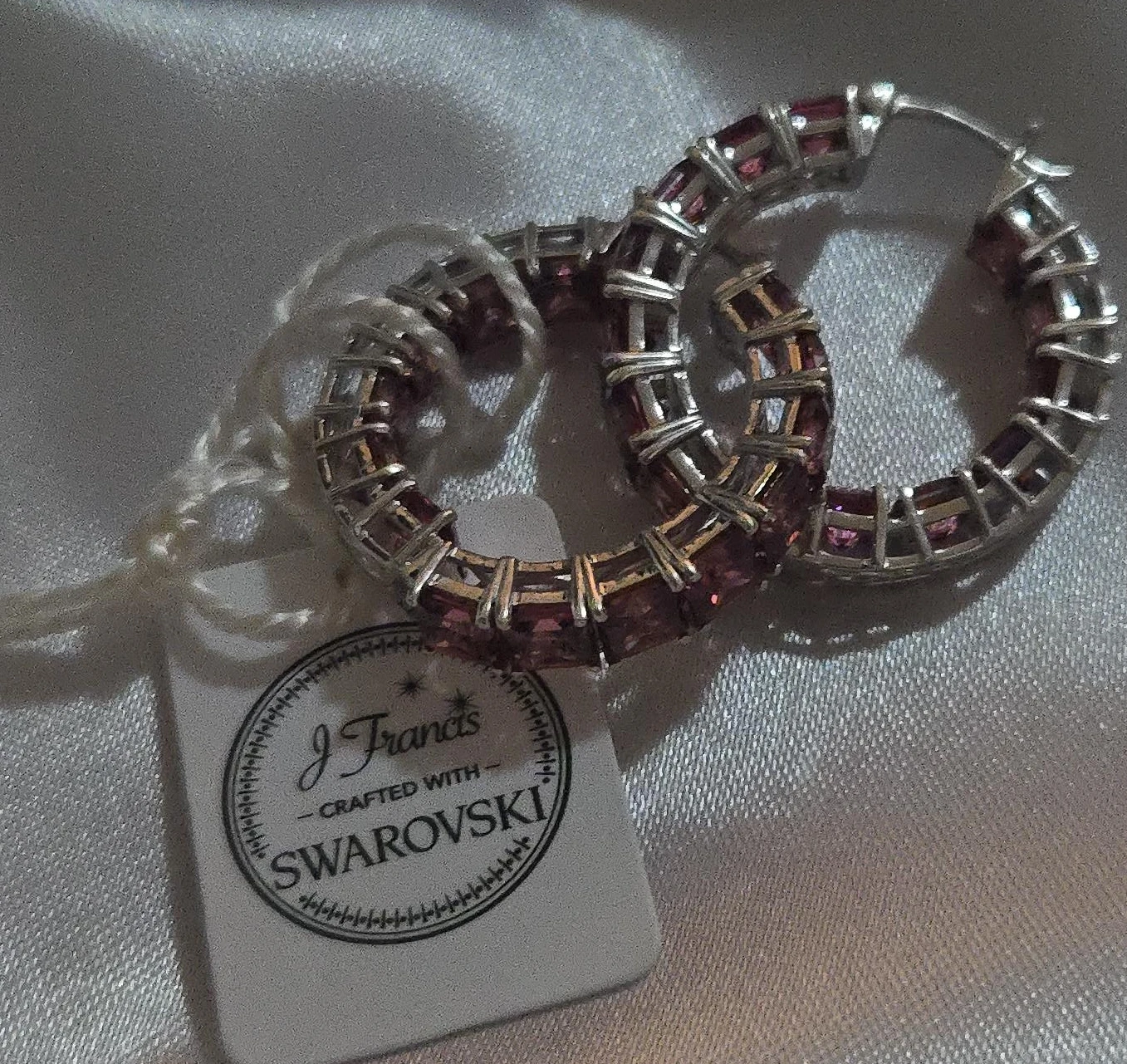 Dark Red Swarovski Hoop Earrings 37.65ctw - photo 2